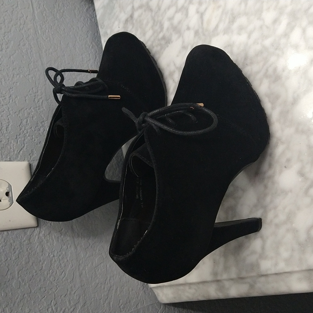 Suede bootie heels